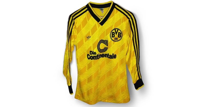 borussia dortmund 1986-88 home shirt in yellow with black trims